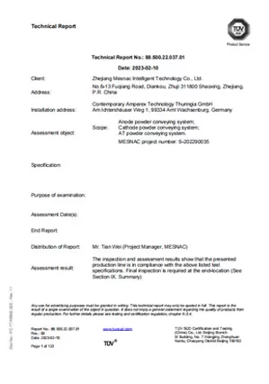 Explosion Proof Assessment Report for the Entire Powder System Line